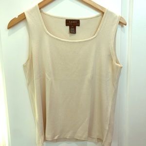 Ralph Lauren beige top. 100% silk in size large